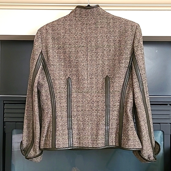 Jones New York Women's Wool Blend Blazer with Genuine Leather trimmed, Size 8 - Picture 3 of 13